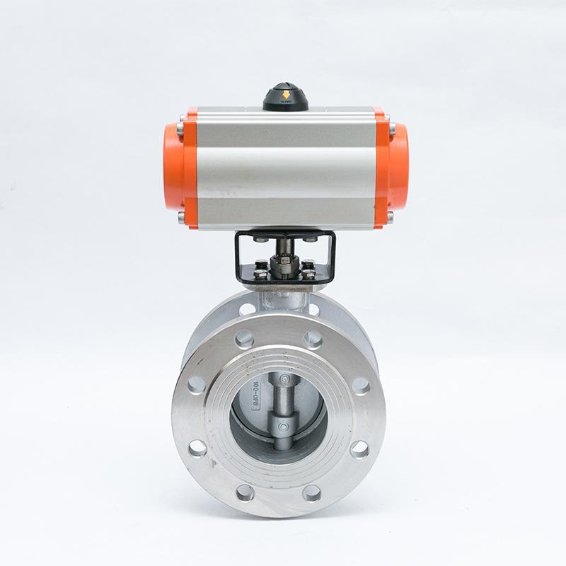 D643H-16P气动不锈钢法兰蝶阀三偏心工业级硬密封高温二通式气动法兰蝶阀