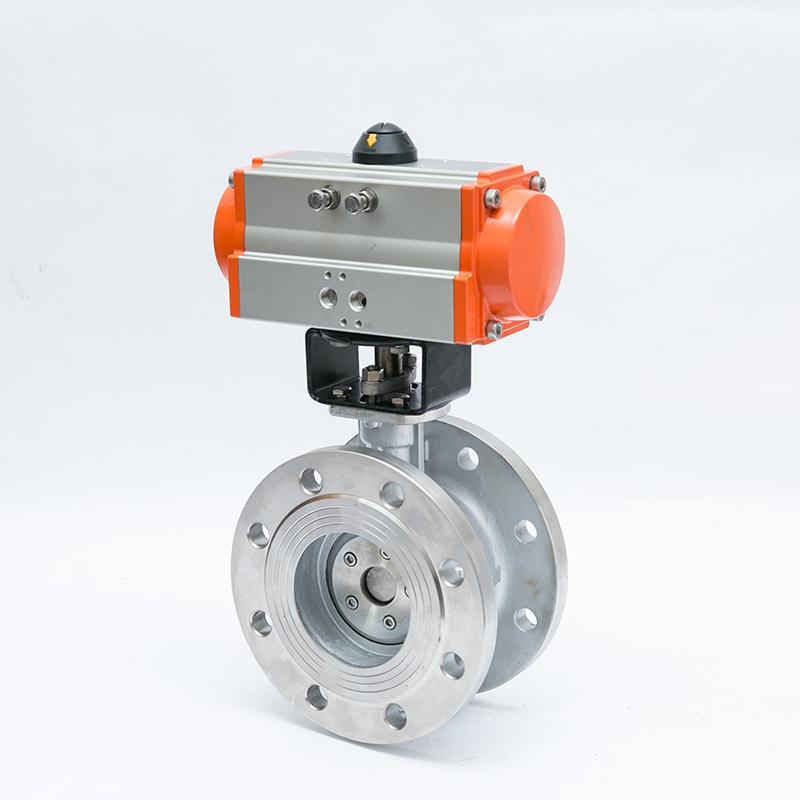 D643H-16P气动不锈钢法兰蝶阀三偏心工业级硬密封高温二通式气动法兰蝶阀