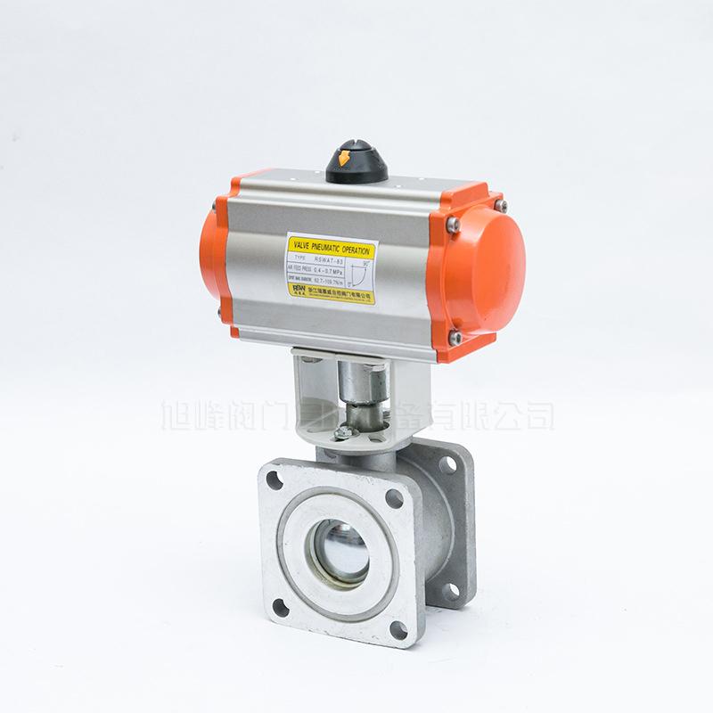 洒水车电气动铝合金球阀电控制气动法兰方形球阀改装管道直通球阀