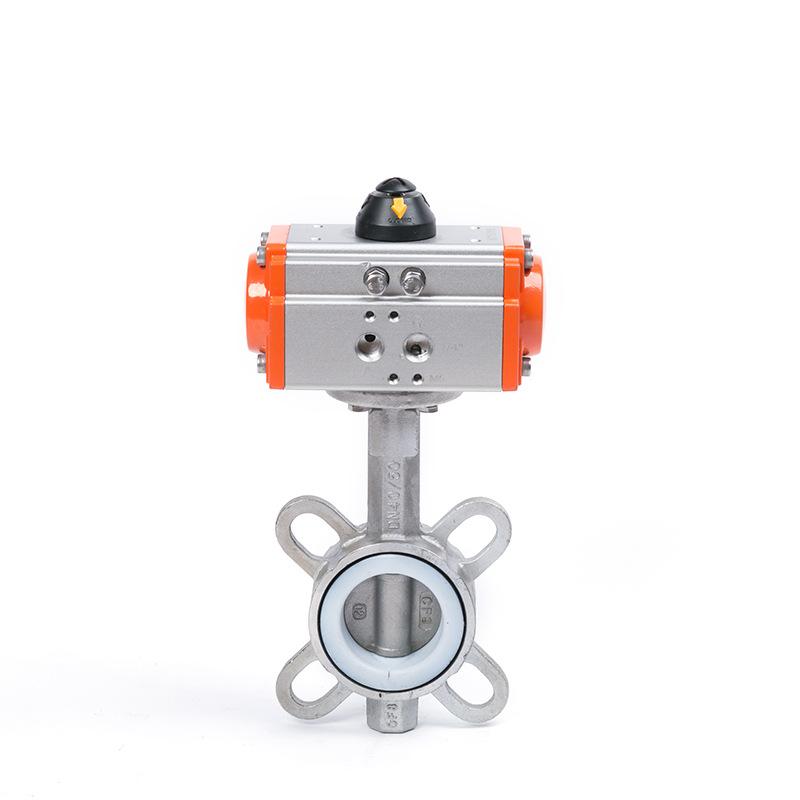 d671f-16p气动全不锈钢四氟蝶阀气动快开蝶阀