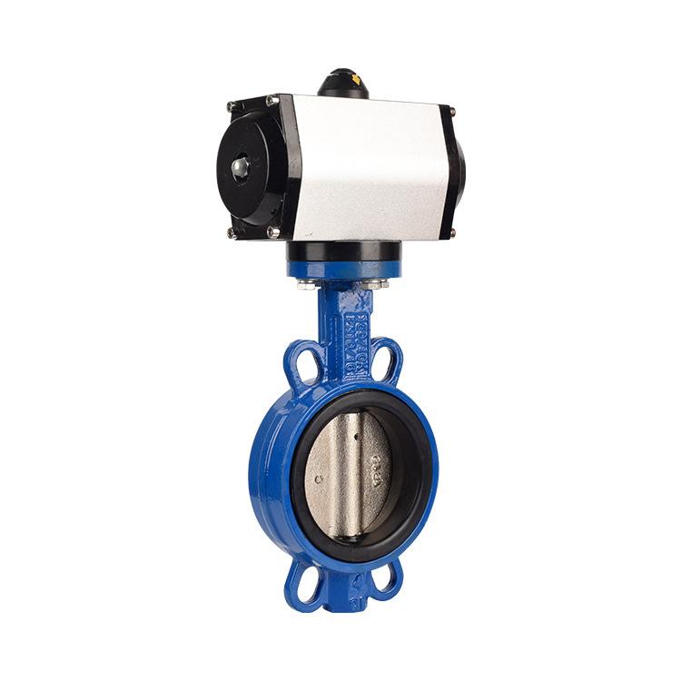 D671X-16气动对夹蝶阀气动高温蒸汽化工防腐耐酸碱节快速切断阀输入输出4-20mA 4分 6分1寸