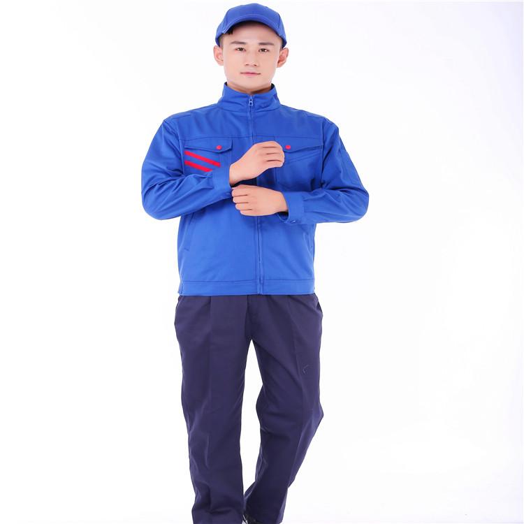 企业工人服定制 涤棉厚纱卡春秋装 