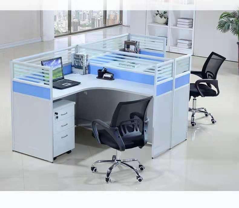 沈阳鑫斯玛特办公室桌椅组合工位十字架办公桌4人位组合员工电脑屏风卡座简约职员桌