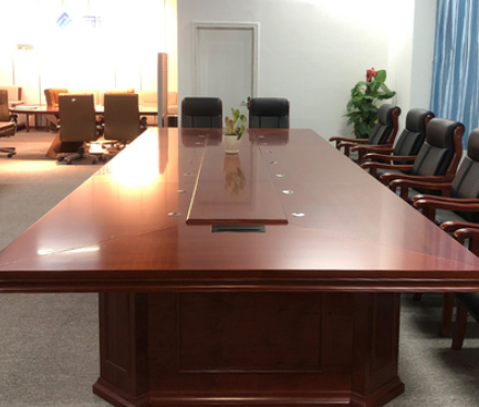 沈阳大型会议桌长桌办公桌政府高密度板环保油漆实木皮办公桌椅组合