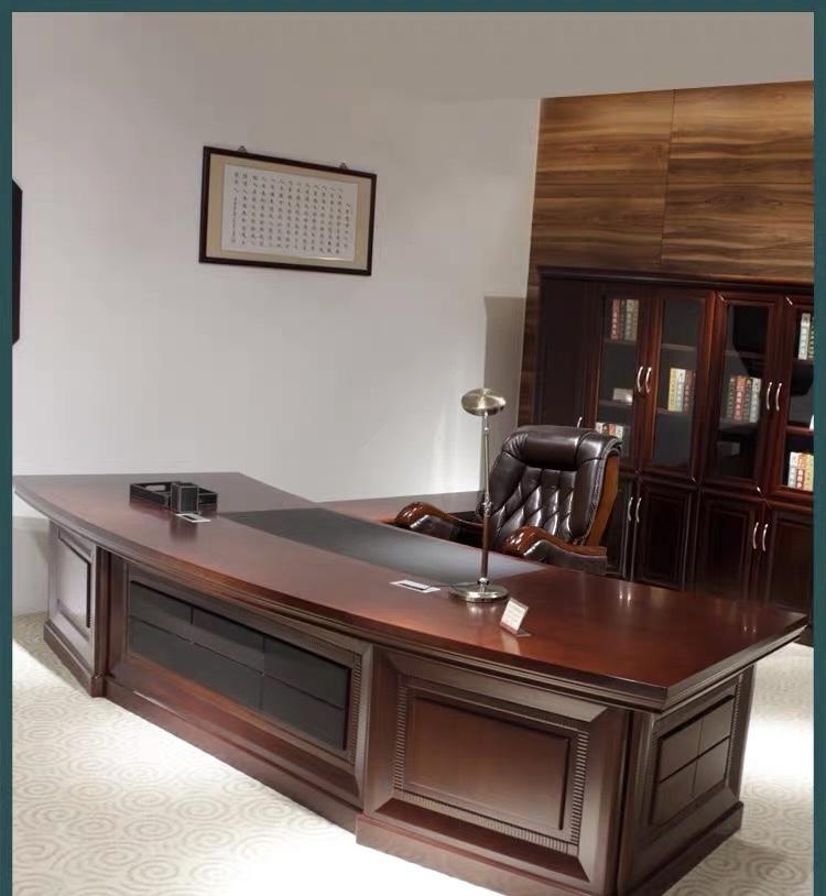 沈阳办公室老板桌总裁桌大班台董事长总裁办公桌老板大气老板台实木皮