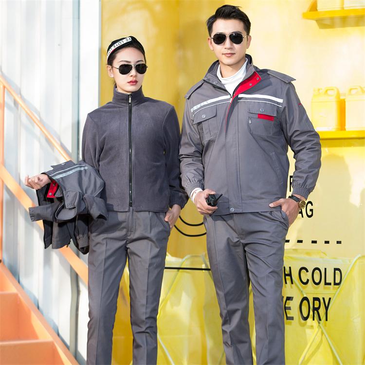 依迪服饰厂家供应 三合一摇粒绒工作服 全工艺涤棉磨毛厚纱卡面料 棉工作服定做 