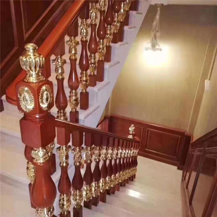 镂空铝艺楼梯扶手 吉林现代立柱栏杆 辽宁实木楼梯扶手定制价格