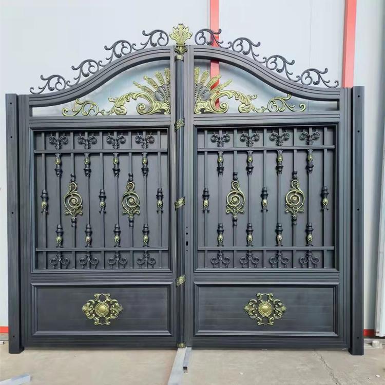 沈阳铝艺平移对开门厂家 振山铝艺大门定制安装 铸铝门
