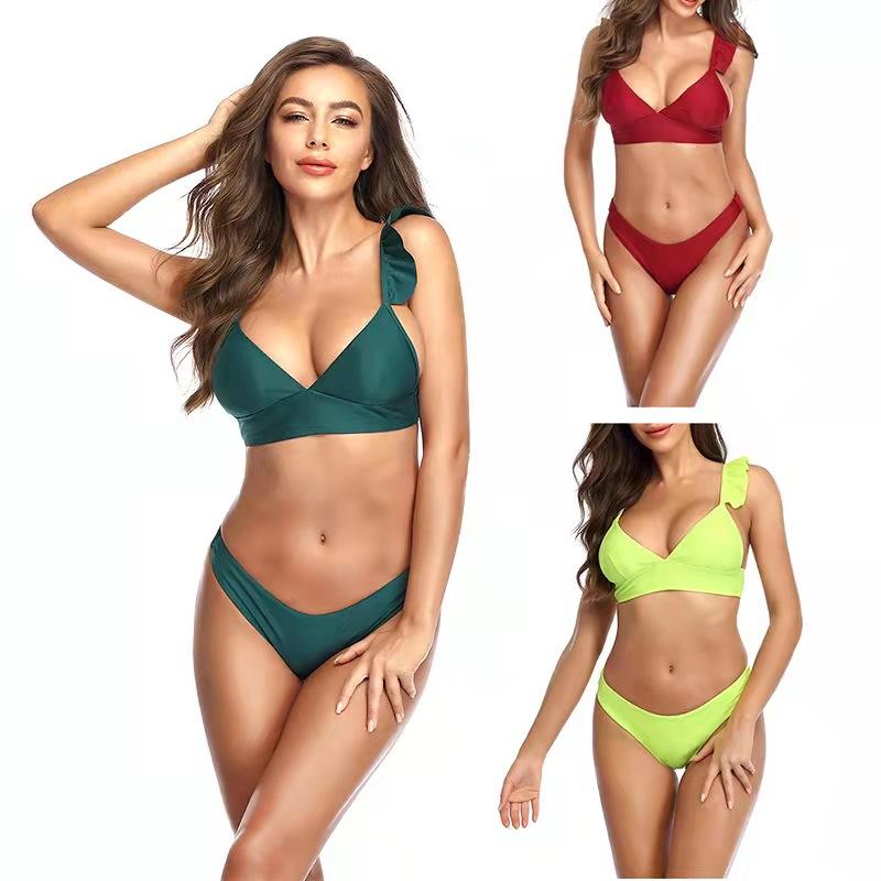 荷叶花边分体泳衣 快速打样 承接大小订单 辽宁